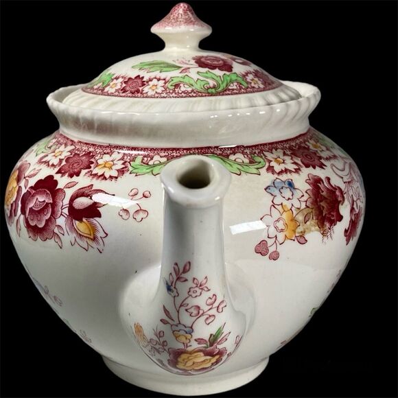 Johnson Brothers Winchester Teapot & Lid Pink (Rope Edge) England Floral 5 Cup - Picture 3 of 16